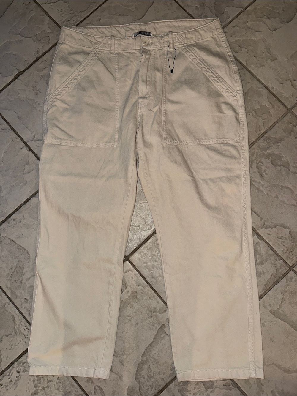 NWOT Zara Cream Straight-Leg Utility Pants